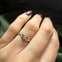 Dainty Old Mine Cushion Cut Diamond Solitaire Ring