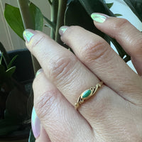 Dainty Softly Scrolled Gold & Jade Ring