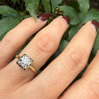 Old European Cut Diamond in Engraved Solitaire Ring