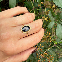 Art Deco Style Onyx Ring with Diamond Accent