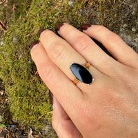 Handsome Onyx & Engraved 14k Gold Ring