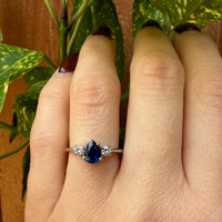 Pear Cut Sapphire in White Gold Mid Century Ring