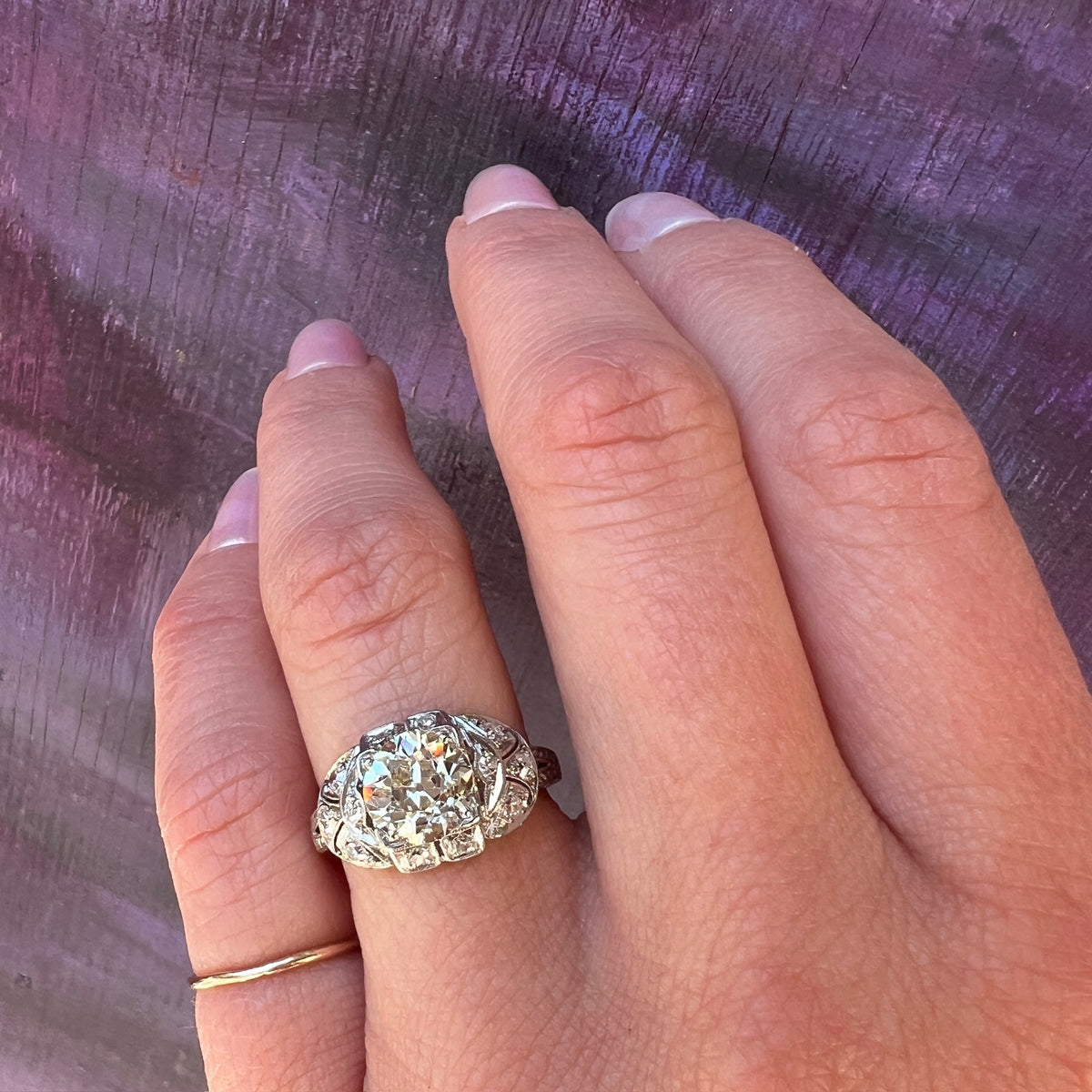 Fabulous 1.81ct Old European Cut Diamond in Platinum Deco Ring