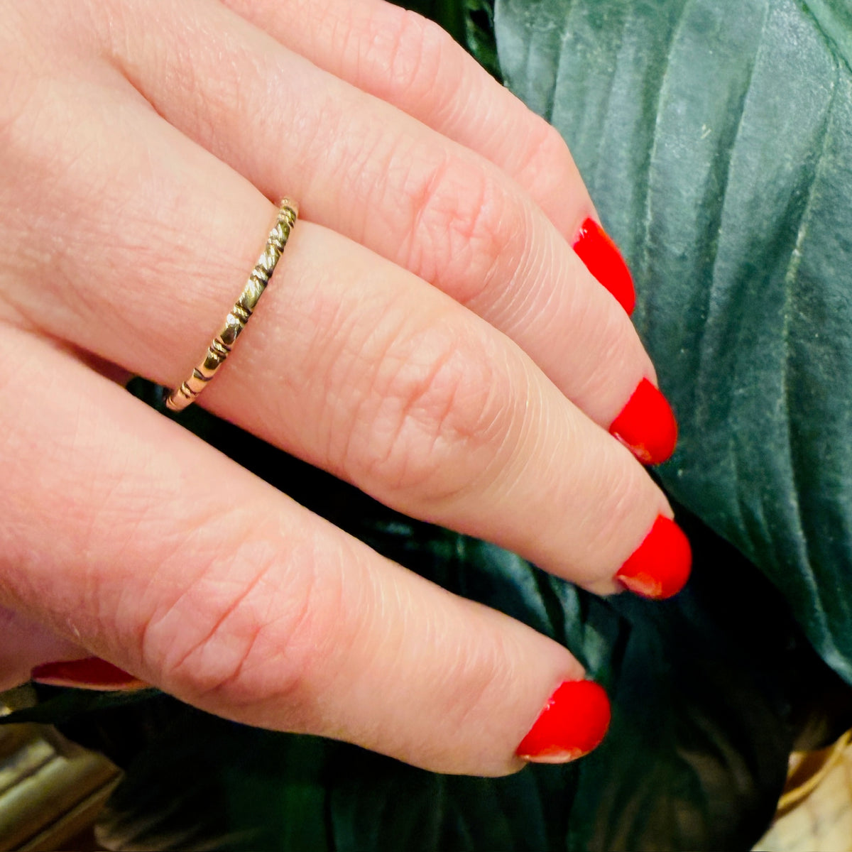 Fun Engraved 14k Gold 1930s Band