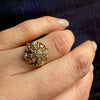 Beautiful Cluster of Old Diamonds In Gold Ring