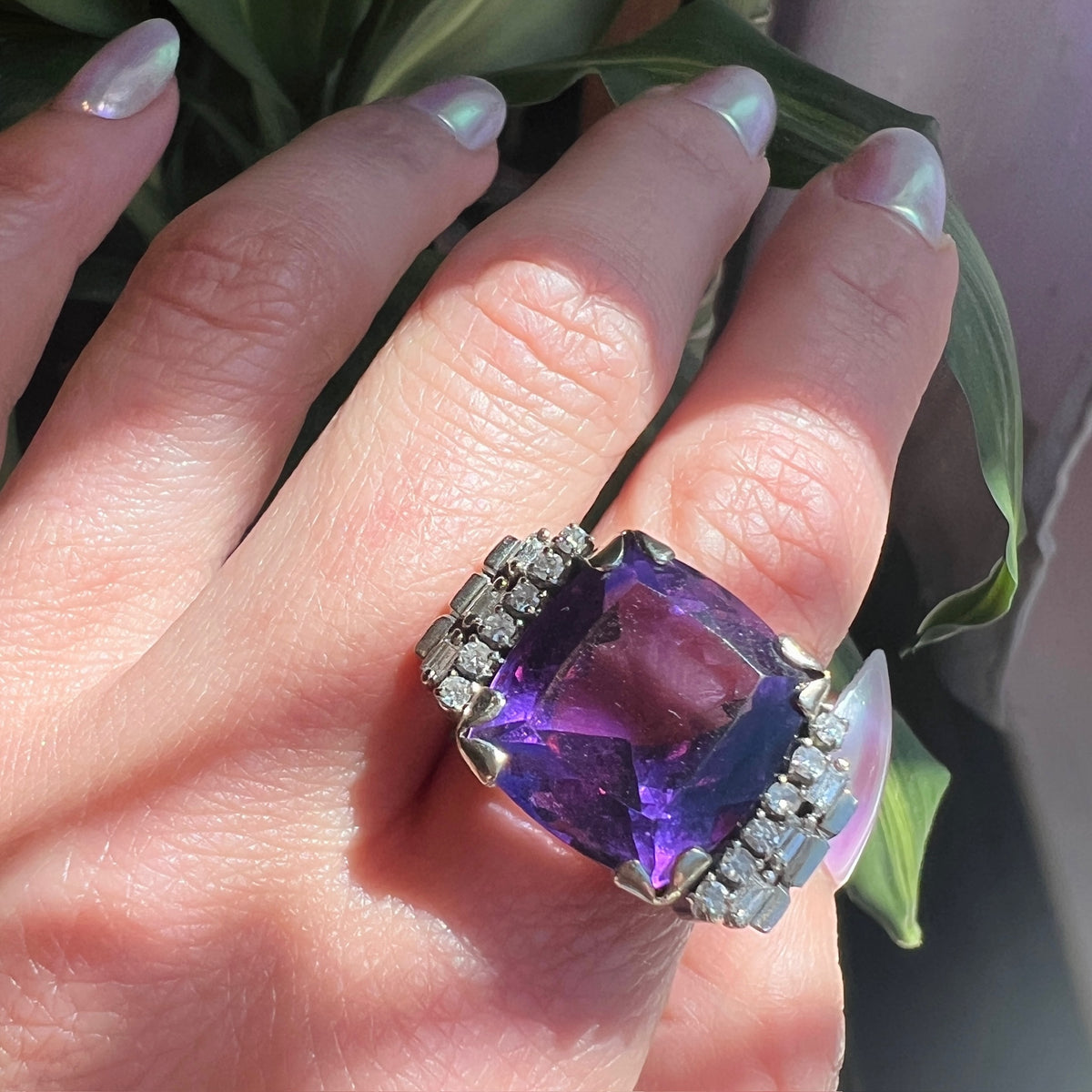 Statuesque Amethyst & Diamond Cocktail Ring
