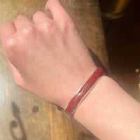 Substantial Mexican 950 Silver Bracelet with Red Inlay