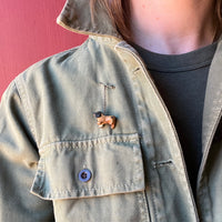 Cute Wooden Spaniel Mascot on Pin