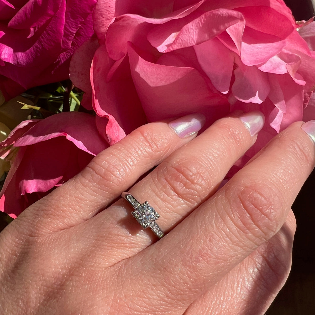 Refined Old European Cut Diamond & Platinum Engagement Ring