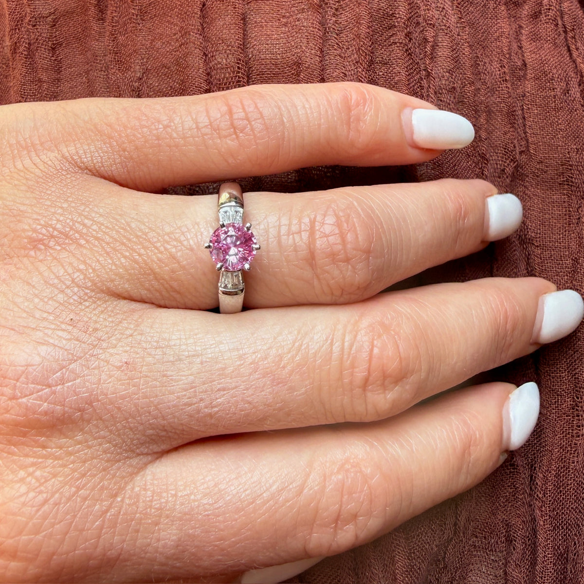 Pretty Pink Sapphire Diamond Engagement Ring