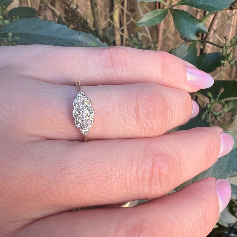 Dainty Victorian Navette Diamond Cluster Ring