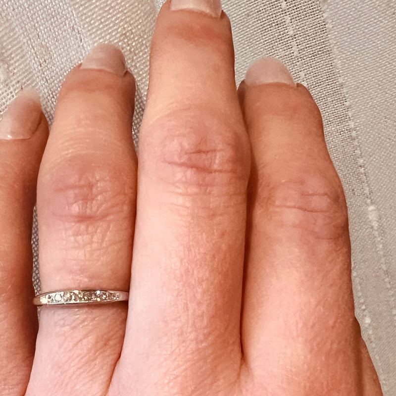 Sleek Mid-Century Diamond & White Gold Band