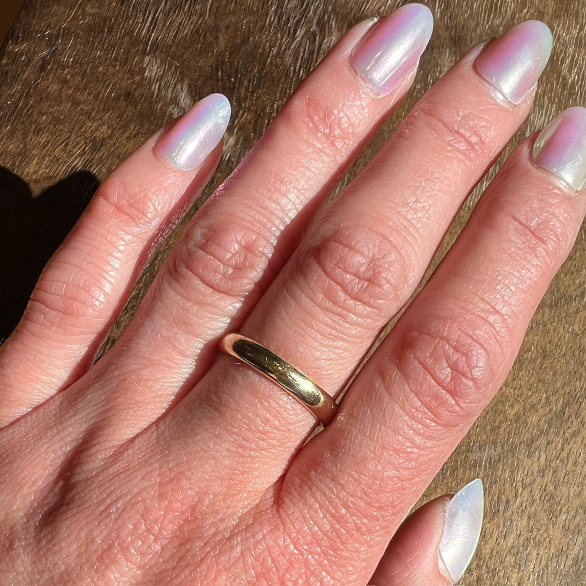 Classic 3mm Half Round Gold Band in Size 8.5