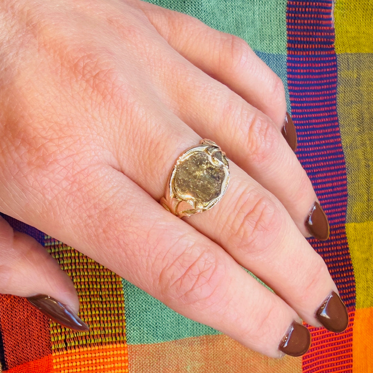 Edwardian 10k Gold Signet Ring with Shield Face