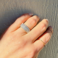 Three Row Platinum & Old European Cut Diamond Band