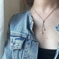 Sterling Lariat Chain with Pearl Dangles