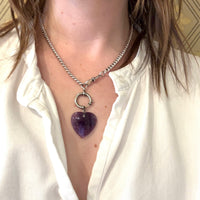 Amethyst Heart Charm with Sterling Silver Bale