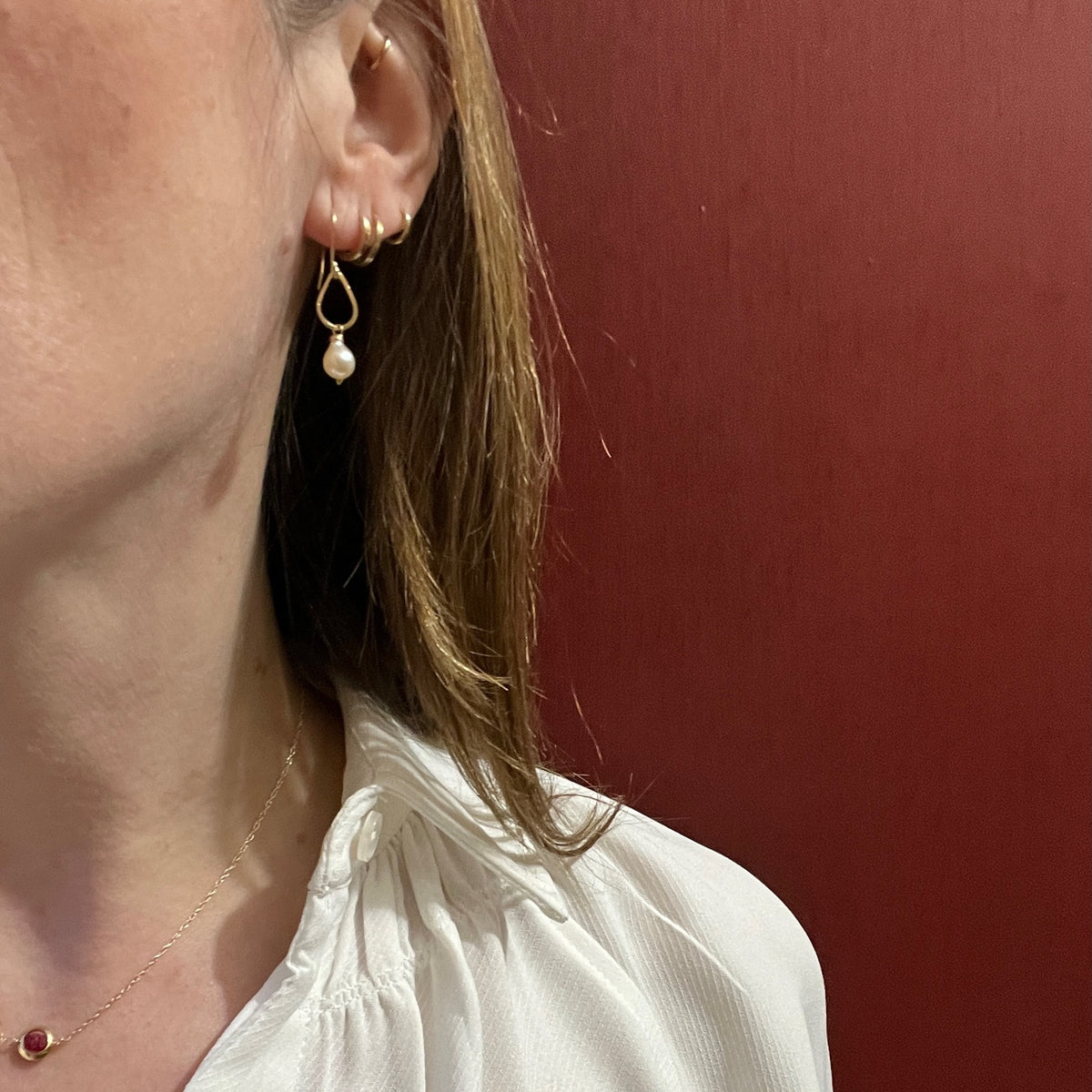 Vintage Pearl & Handmade Gold Detail Earrings by brunet