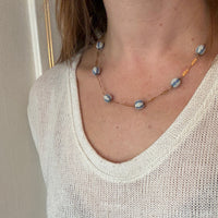 Wedgwood Beads on Ornate Gold Link Necklace