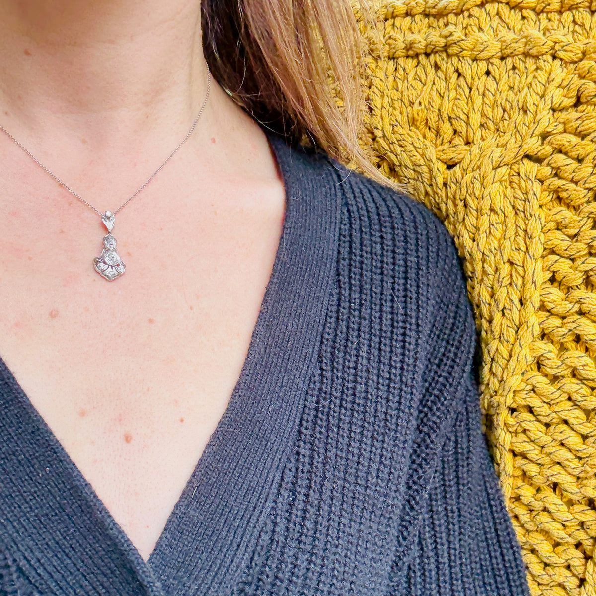 Diamonds & Forget-Me-Nots Art Deco Pendant