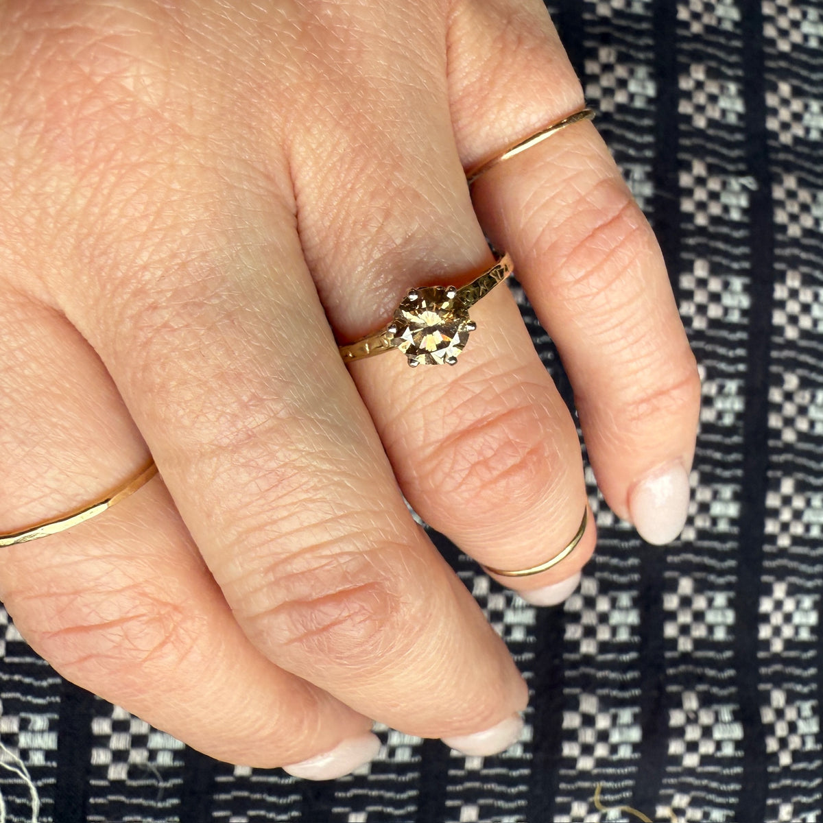 Distinctive 1ct Cognac Diamond Art Deco Solitaire