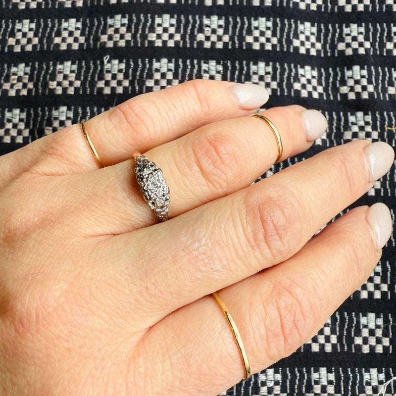 Old European Cut Diamond in Ornate English Ring