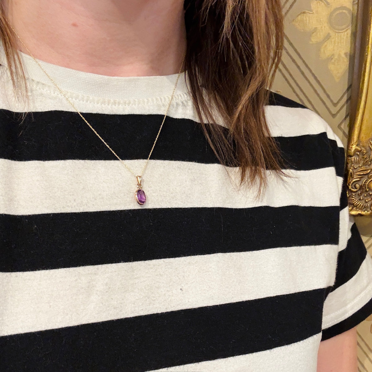 Delightful Amethyst in Gold Bezel Necklace