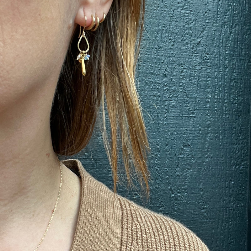 Lively Pearl, Opal & Gold Dangle Earrings by brunet
