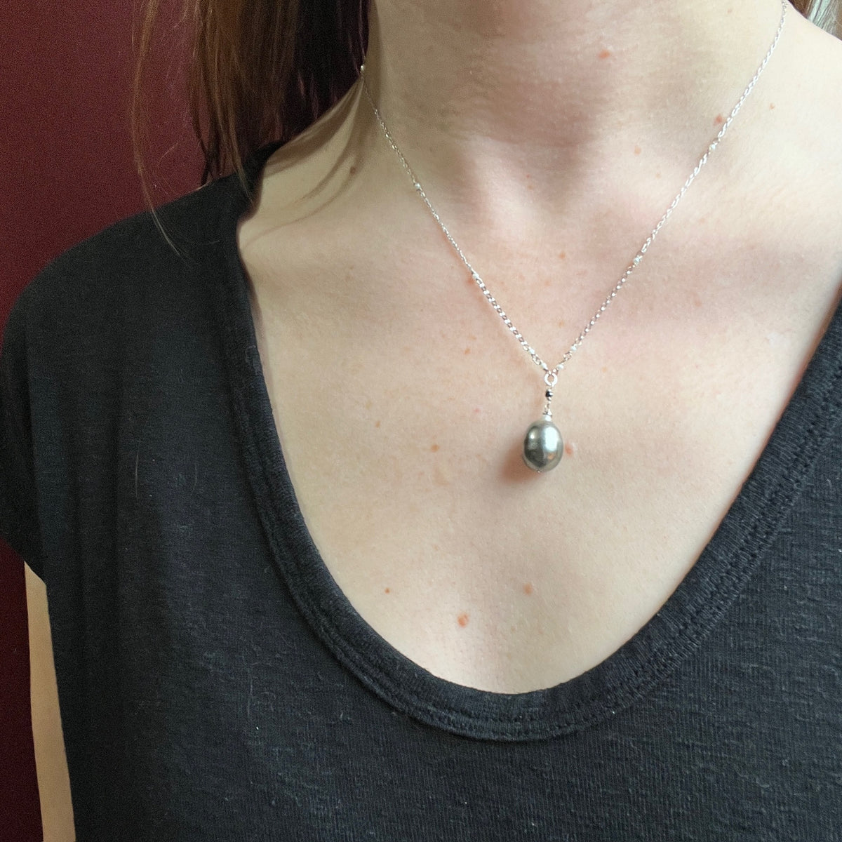 Tahitian Pearl & Black Diamond Necklace by brunet