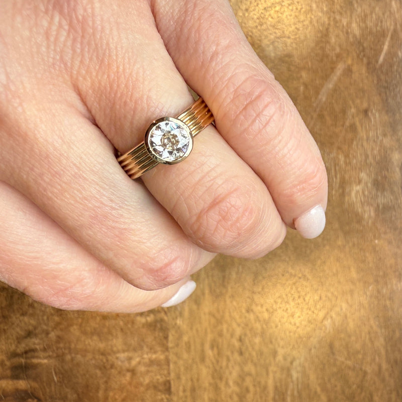 Warm Old European Cut Diamond in Sophisticated Bezel Ring