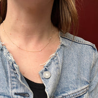 Tiny Pearl Stations Gold Necklace by brunet