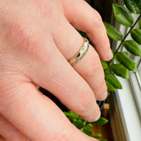 Chic 14k Two-Tone Gold Engraved Band