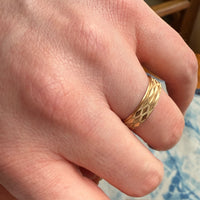 Geometric Bright Cut Faceted 10k Gold NOS Band