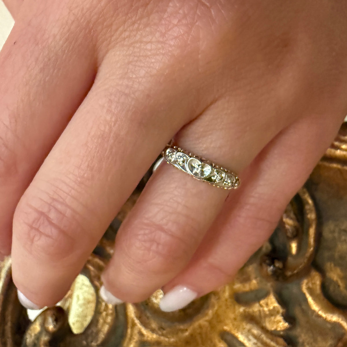 Two-Tone Gold & Diamond Heart Band