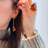 Captivating Modernist Sterling & Amber Earrings