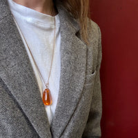 Striking Mid Century Amber & Gold Necklace