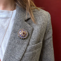 Tudor Revival Enamelled Silver Gilt Brooch