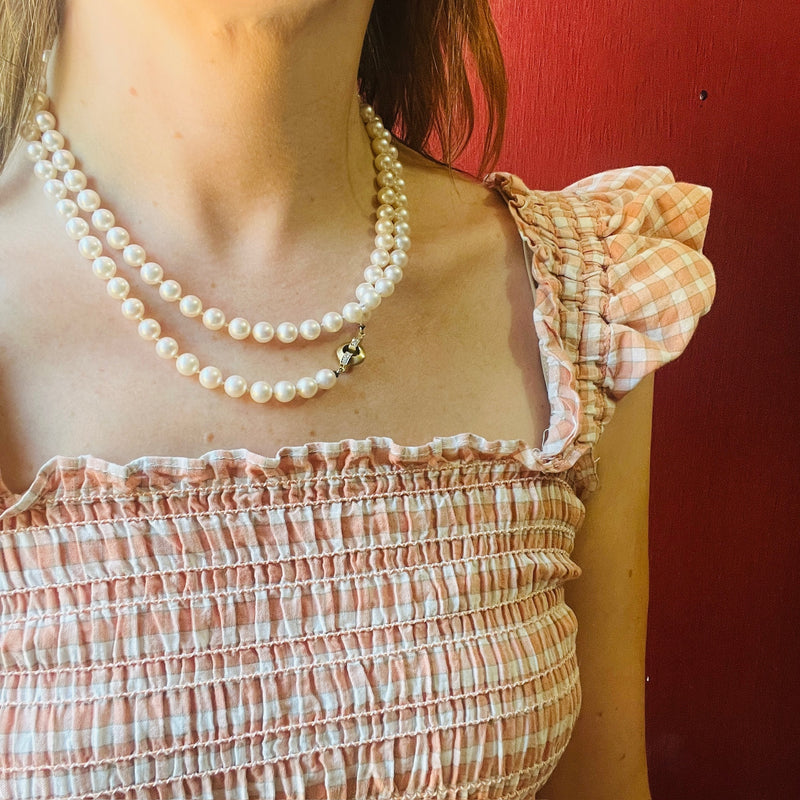 Sumptuous Opera Length Pearls with Diamond Clasp