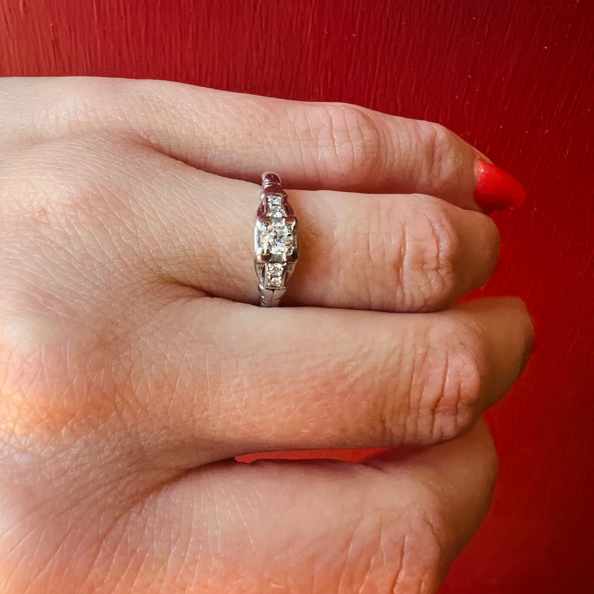 Adorable Art Deco Diamond & Platinum Buckle Ring