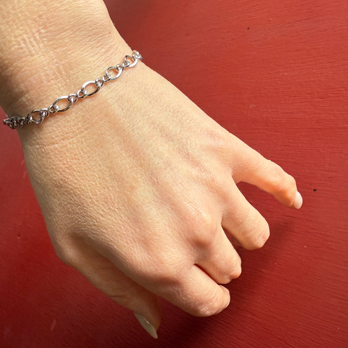 Sterling Silver Twisted Figaro Chain Bracelet