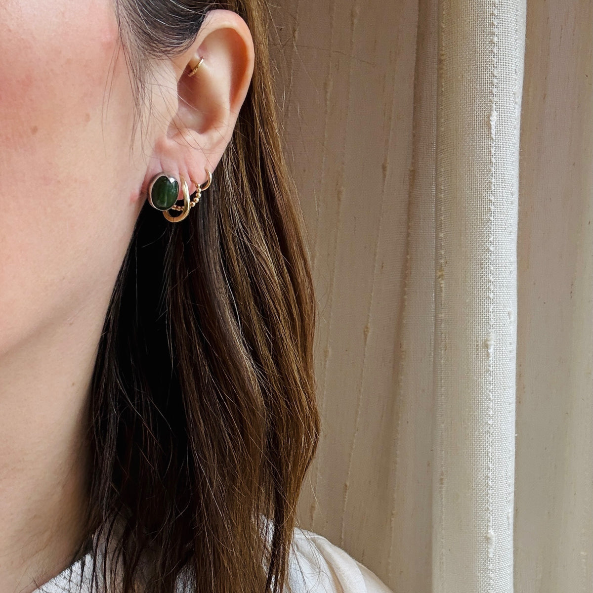 Nephrite Jade in Sterling Silver Stud Earrings
