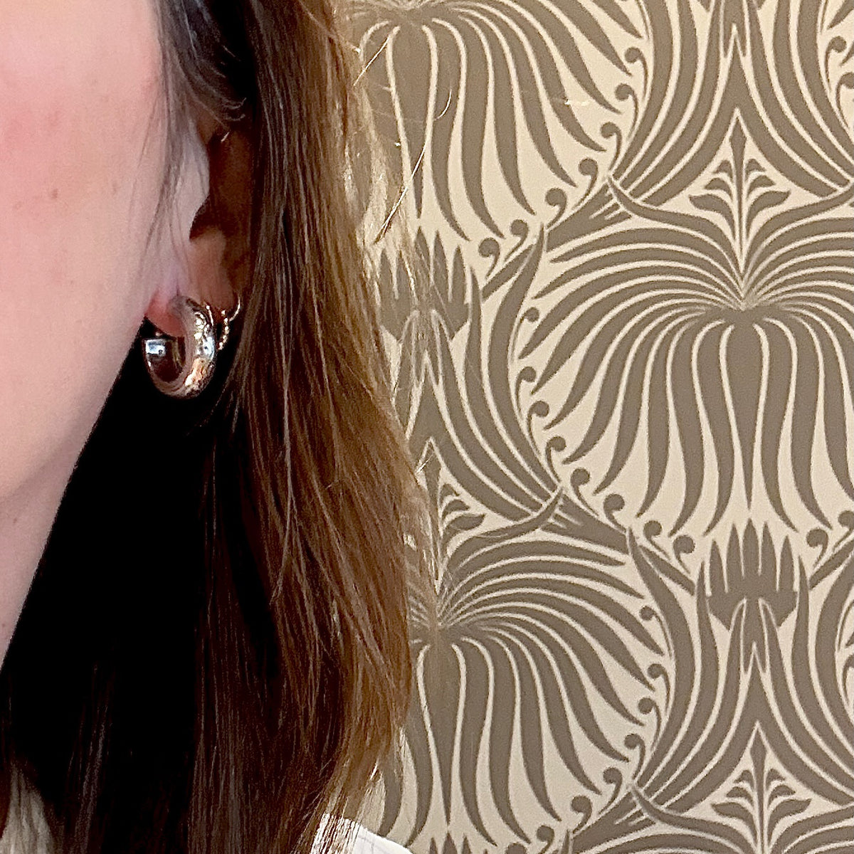 Pretty Engraved Sterling Silver Hoop Earrings