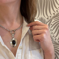 Sleek Sterling & Onyx Pendant by Ella Peter
