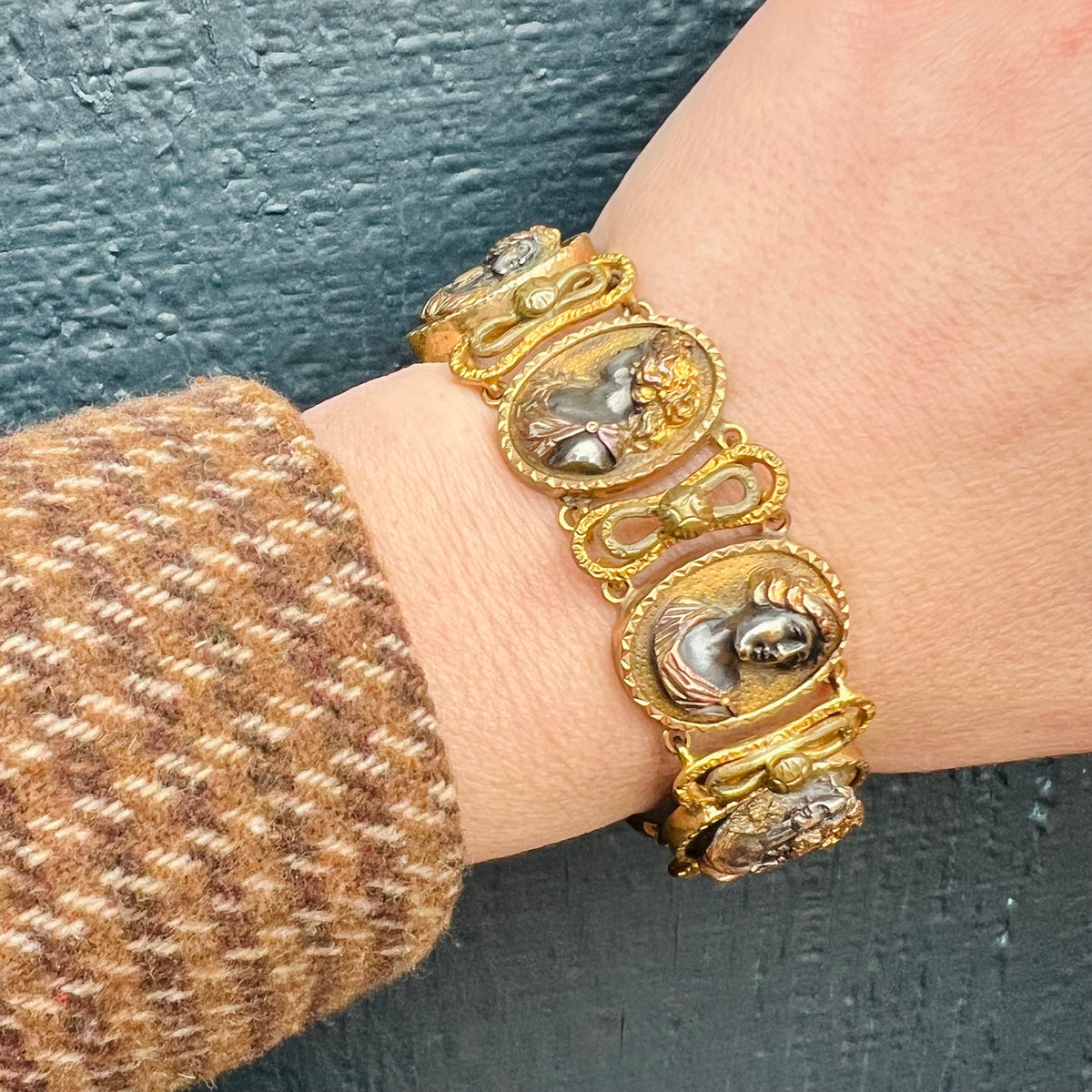 Silver and Gold Repoussé Cameo Bracelet c1800