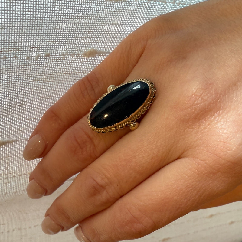 Seductive Deepest Green Bloodstone & Gold Ring