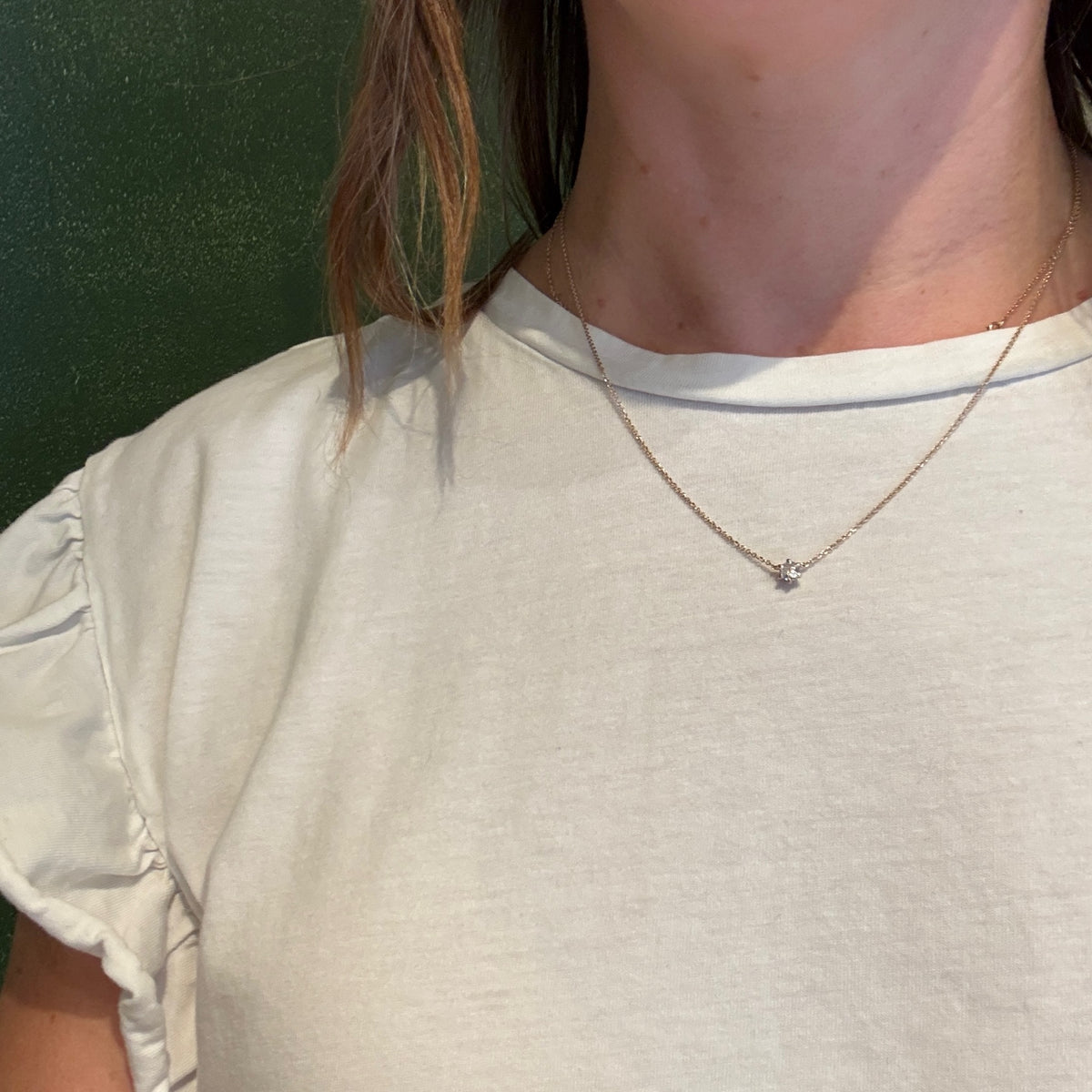 Old European Cut Diamond in Gold Solitaire Necklace by 720