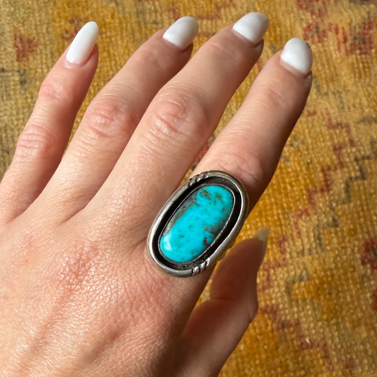 Dramatic Turquoise in Sterling Silver Ring