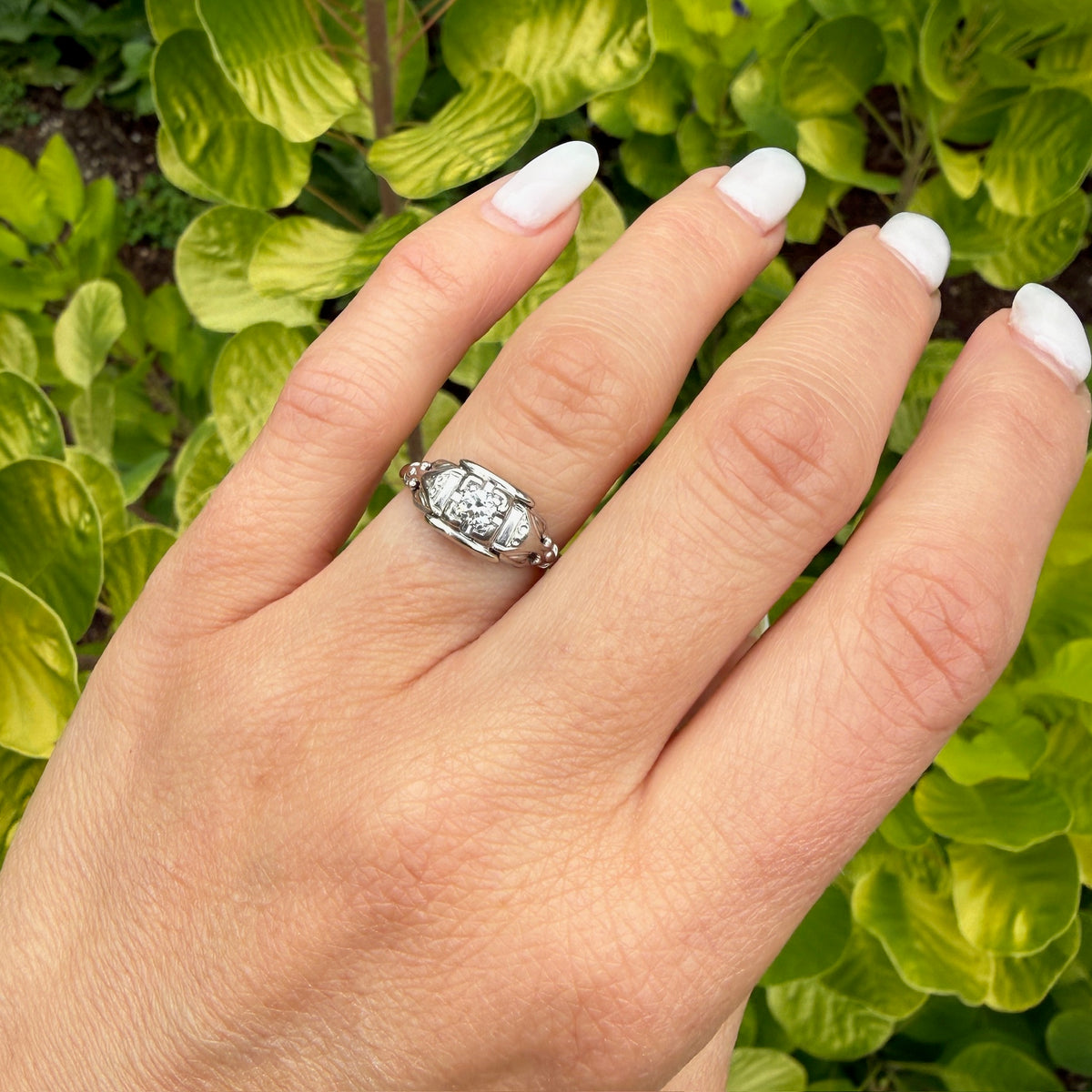 Old European Cut Diamond in 18k White Gold Jabel Ring