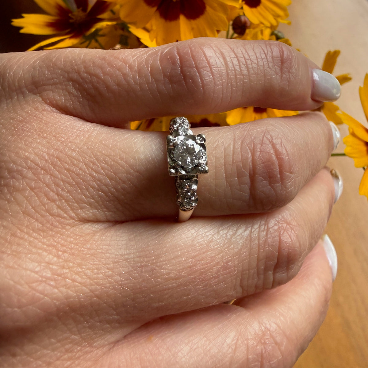 Classic 1940s Two-Tone Gold & Diamond Engagement Ring