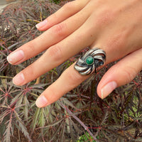 Gorgeous Sterling Knot Ring with Green Turquoise